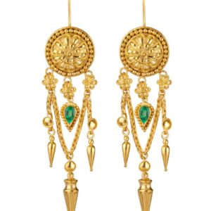 Pair of Emerald Pear Cut Earrings
